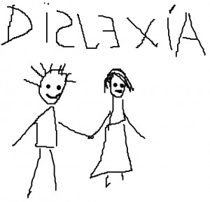 Dyslexia sign written by a child
